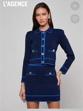 L'AGENCE Tala Cardigan size xs COLOR: MIDNIGHT/POP BLUE